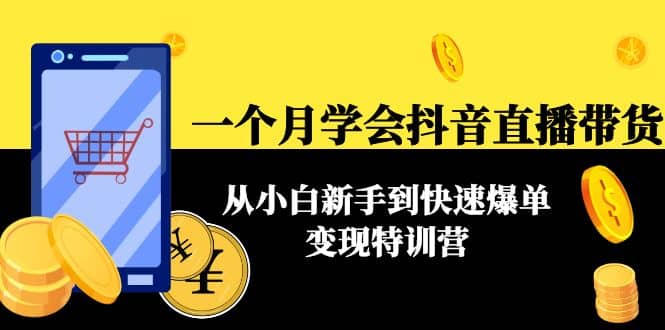 一个月学会抖音直播带货：从小白新手到快速爆单变现特训营(63节课)云创网-网创项目资源站-副业项目-创业项目-搞钱项目云创网