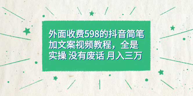 外面收费598抖音简笔加文案教程，全是实操 没有废话 月入三万（教程+资料）云创网-网创项目资源站-副业项目-创业项目-搞钱项目云创网