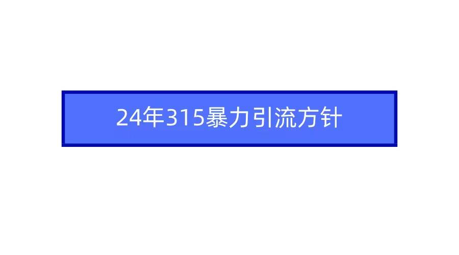 2024年315暴力引流方针云创网-网创项目资源站-副业项目-创业项目-搞钱项目云创网