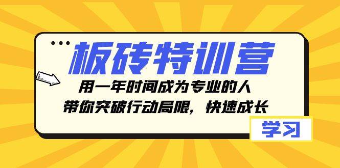 板砖特训营，用一年时间成为专业的人，带你突破行动局限，快速成长云创网-网创项目资源站-副业项目-创业项目-搞钱项目云创网