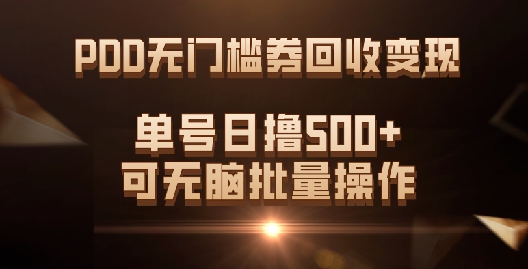 PDD无门槛券回收变现，单号日撸500+，可无脑云创网-网创项目资源站-副业项目-创业项目-搞钱项目云创网