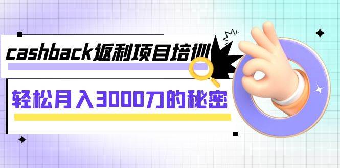 cashback返利项目培训：轻松月入3000刀的秘密（8节课）云创网-网创项目资源站-副业项目-创业项目-搞钱项目云创网