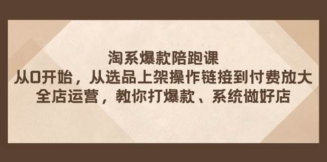 淘系爆款陪跑课 从选品上架操作链接到付费放大 全店运营 打爆款 系统做好店云创网-网创项目资源站-副业项目-创业项目-搞钱项目云创网