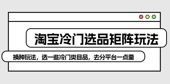 淘宝冷门选品矩阵玩法：换种玩法，选一些冷门类目品，去分平台一点羹云创网-网创项目资源站-副业项目-创业项目-搞钱项目云创网