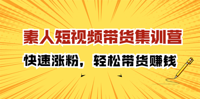 素人短视频带货集训营：快速涨粉，轻松带货赚钱网创吧-网创项目资源站-副业项目-创业项目-搞钱项目云创网