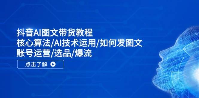 抖音AI图文带货教程：核心算法/AI技术运用/如何发图文/账号运营/选品/爆流云创网-网创项目资源站-副业项目-创业项目-搞钱项目云创网