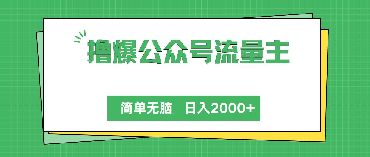 撸爆公众号流量主，简单无脑，单日变现2000+云创网-网创项目资源站-副业项目-创业项目-搞钱项目云创网