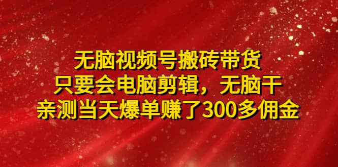 无脑视频号搬砖带货，只要会电脑剪辑，无脑干云创网-网创项目资源站-副业项目-创业项目-搞钱项目云创网