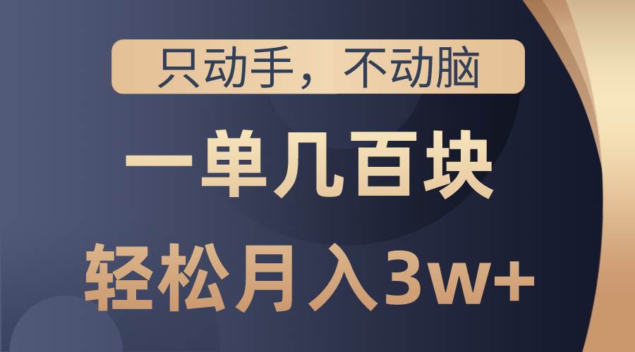 只动手不动脑，一单几百块，轻松月入3w+，看完就能直接操作，详细教程云创网-网创项目资源站-副业项目-创业项目-搞钱项目云创网