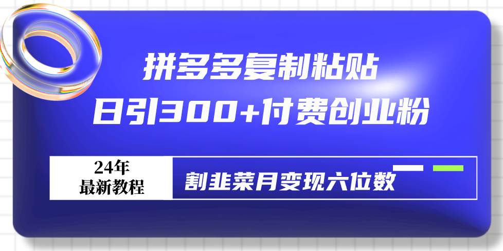 拼多多复制粘贴日引300+付费创业粉，割韭菜月变现六位数最新教程！云创网-网创项目资源站-副业项目-创业项目-搞钱项目云创网