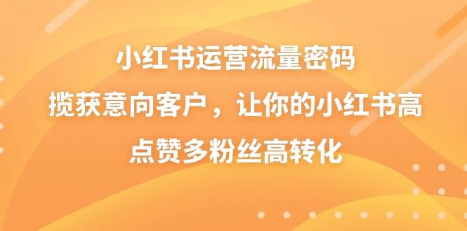 小红书运营流量密码，揽获意向客户，让你的小红书高点赞多粉丝高转化云创网-网创项目资源站-副业项目-创业项目-搞钱项目云创网