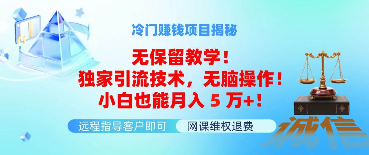 冷门赚钱项目无保留教学！独家引流技术，无脑操作！小白也能月入5万+！云创网-网创项目资源站-副业项目-创业项目-搞钱项目云创网