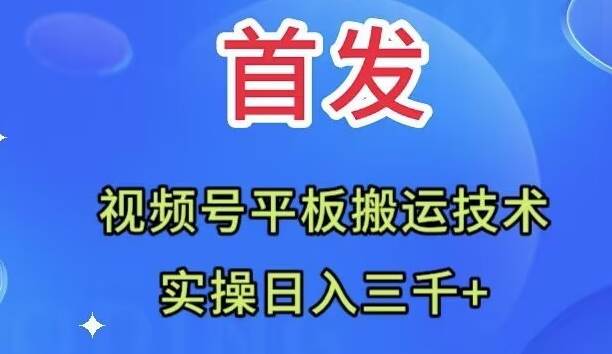 全网首发：视频号平板搬运技术，实操日入三千＋云创网-网创项目资源站-副业项目-创业项目-搞钱项目云创网