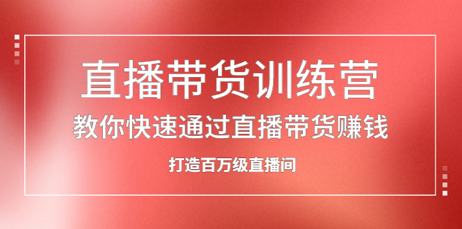 直播带货训练营，教你快速通过直播带货赚钱，打造百万级直播间网创吧-网创项目资源站-副业项目-创业项目-搞钱项目云创网