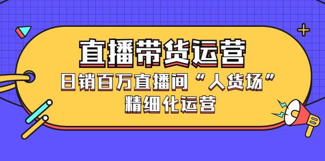 直播带货运营，销百万直播间“人货场”精细化运营网创吧-网创项目资源站-副业项目-创业项目-搞钱项目云创网