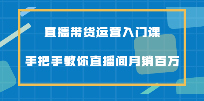 直播带货运营入门课，手把手教你直播间月销百万网创吧-网创项目资源站-副业项目-创业项目-搞钱项目云创网