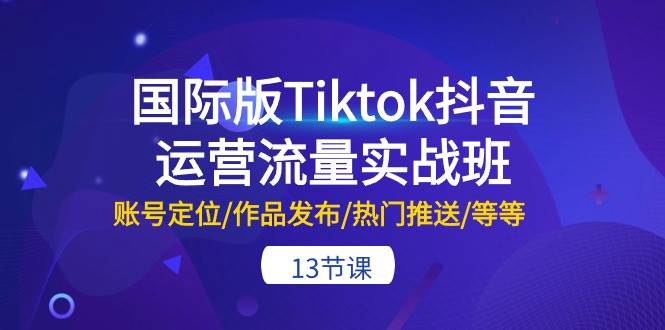 国际版Tiktok抖音运营流量实战班：账号定位/作品发布/热门推送/等等-13节云创网-网创项目资源站-副业项目-创业项目-搞钱项目云创网