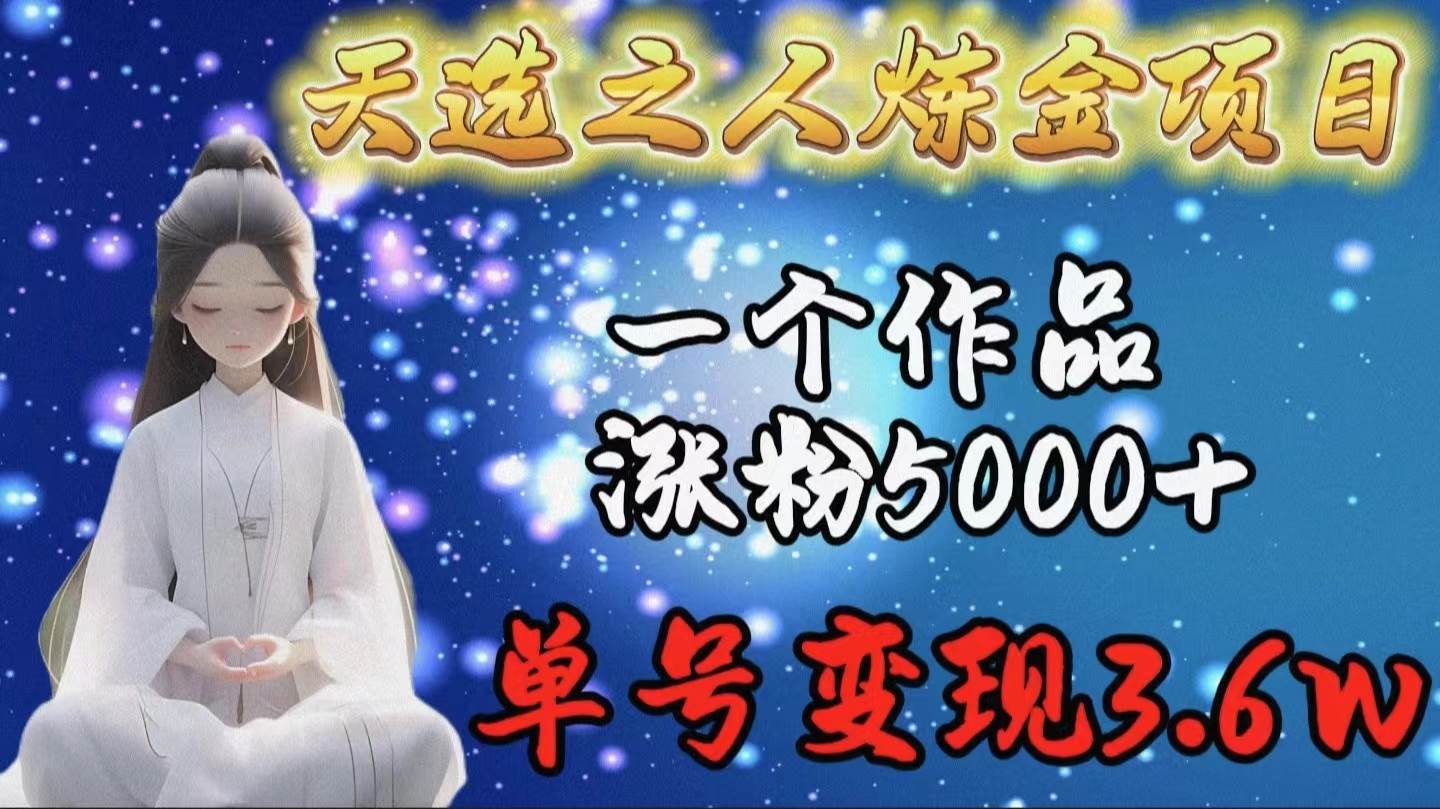 天选之人炼金项目，一个作品涨粉5000+，单号变现3.6w云创网-网创项目资源站-副业项目-创业项目-搞钱项目云创网