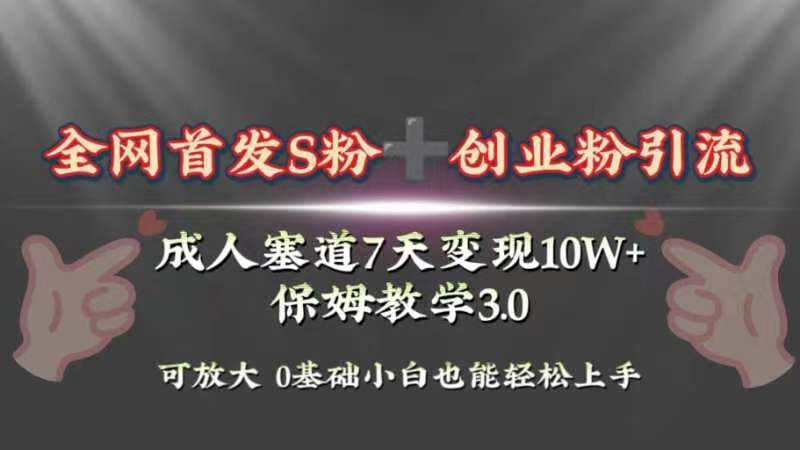 全网首发s粉加创业粉引流变现，成人用品赛道7天变现10w+保姆教学3.0云创网-网创项目资源站-副业项目-创业项目-搞钱项目云创网