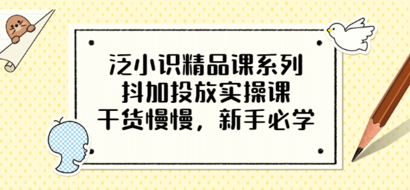 泛小识精品课系列：抖加投放实操课，干货慢慢，新手必学（12节视频课）云创网-网创项目资源站-副业项目-创业项目-搞钱项目云创网