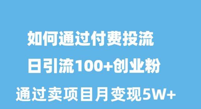 如何通过付费投流日引流100+创业粉月变现5W+云创网-网创项目资源站-副业项目-创业项目-搞钱项目云创网