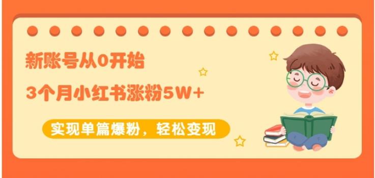 新账号从0开始3个月小红书涨粉5W+实现单篇爆粉，轻松变现（干货）网创吧-网创项目资源站-副业项目-创业项目-搞钱项目云创网