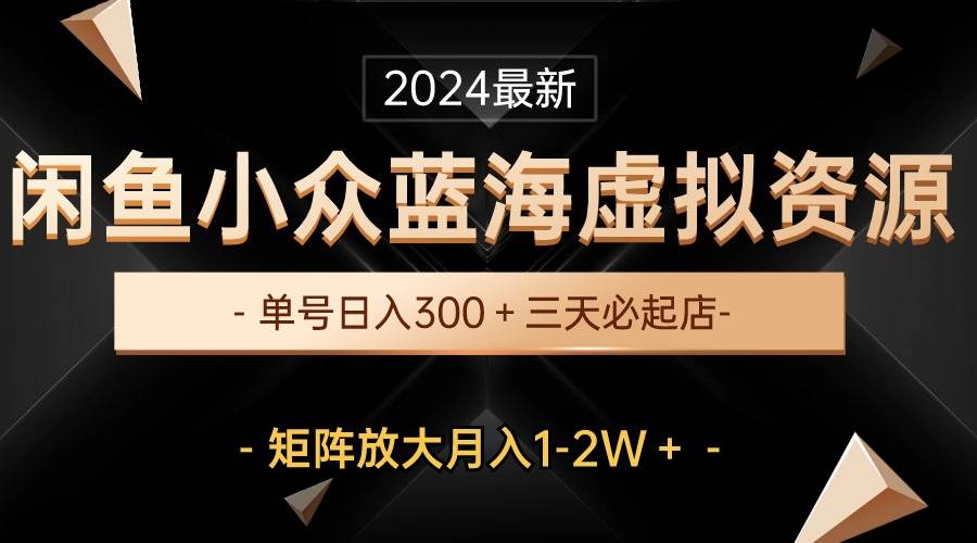 最新闲鱼小众蓝海虚拟资源，单号日入300＋，三天必起店，矩阵放大月入1-2W云创网-网创项目资源站-副业项目-创业项目-搞钱项目云创网