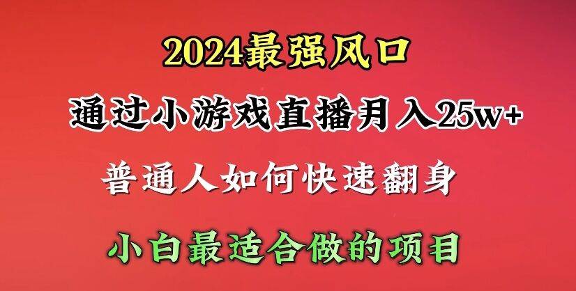 2024年最强风口，通过小游戏直播月入25w+单日收益5000+小白最适合做的项目云创网-网创项目资源站-副业项目-创业项目-搞钱项目云创网