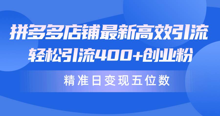 拼多多店铺最新高效引流术，轻松引流400+创业粉，精准日变现五位数！云创网-网创项目资源站-副业项目-创业项目-搞钱项目云创网