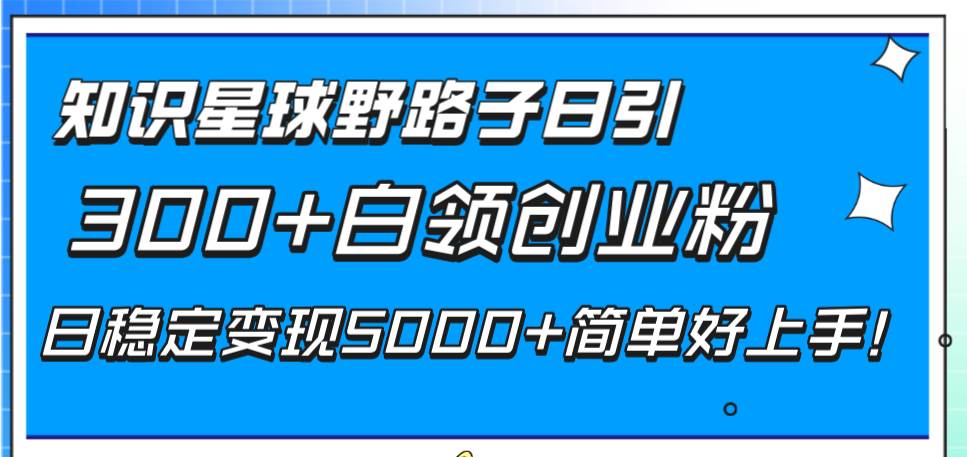 知识星球野路子日引300+白领创业粉，日稳定变现5000+简单好上手！云创网-网创项目资源站-副业项目-创业项目-搞钱项目云创网