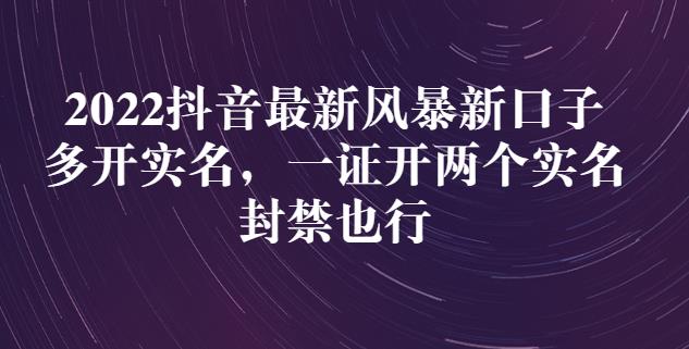 2022抖音最新风暴新口子：多开实名，一整开两个实名，封禁也行云创网-网创项目资源站-副业项目-创业项目-搞钱项目云创网