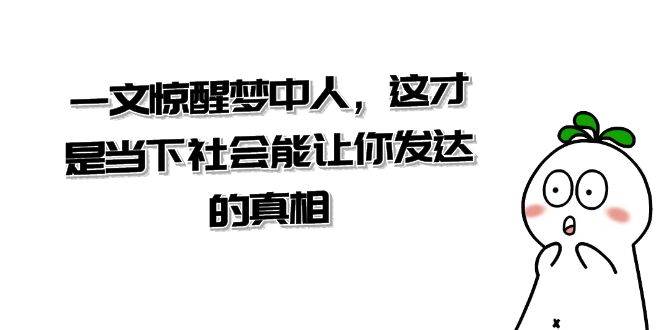 某公众号付费文章《一文 惊醒梦中人，这才是当下社会能让你发达的真相》云创网-网创项目资源站-副业项目-创业项目-搞钱项目云创网