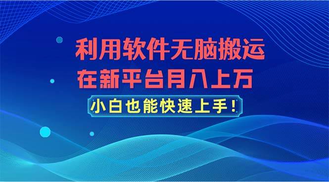 利用软件无脑搬运，在新平台月入上万，小白也能快速上手云创网-网创项目资源站-副业项目-创业项目-搞钱项目云创网