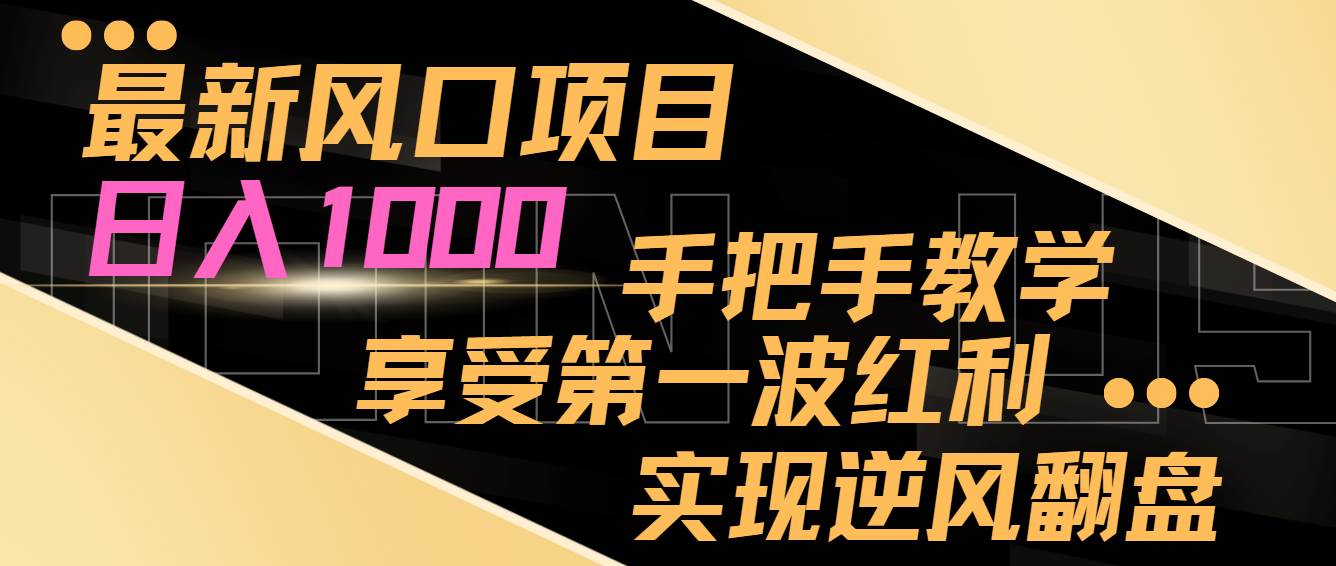 最新风口项目，日入过千，抓住当下风口，享受第一波红利，实现逆风翻盘云创网-网创项目资源站-副业项目-创业项目-搞钱项目云创网