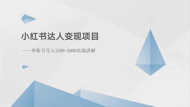 小红书达人变现项目：单账号月入1500-3000实战讲解云创网-网创项目资源站-副业项目-创业项目-搞钱项目云创网