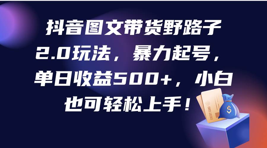 抖音图文带货野路子2.0玩法，暴力起号，单日收益500+，小白也可轻松上手！云创网-网创项目资源站-副业项目-创业项目-搞钱项目云创网