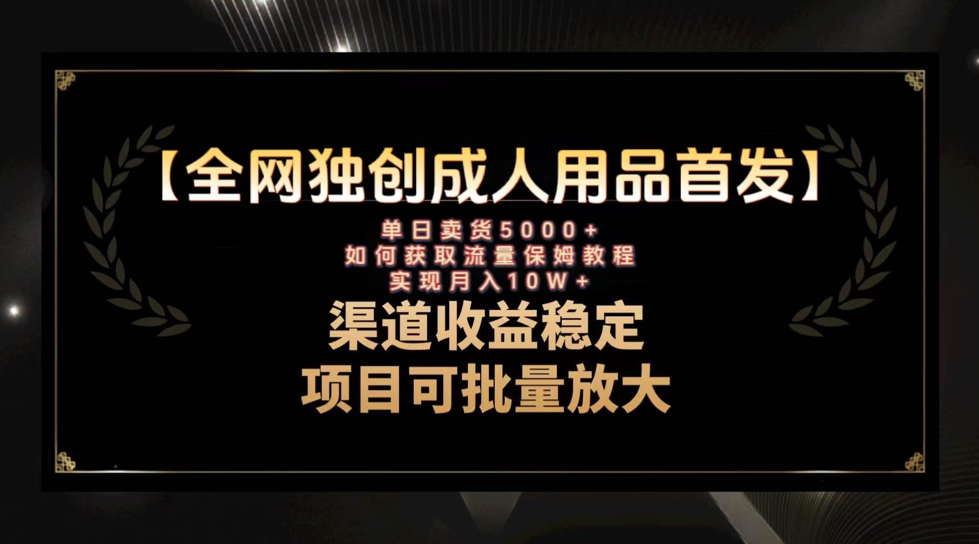 最新全网独创首发，成人用品赛道引流获客，月入10w保姆级教程云创网-网创项目资源站-副业项目-创业项目-搞钱项目云创网