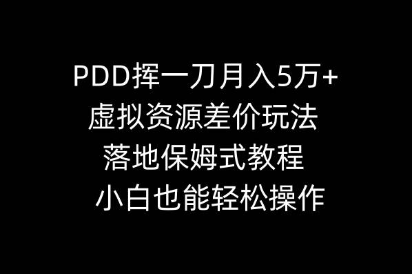 PDD挥一刀月入5万+，虚拟资源差价玩法，落地保姆式教程，小白也能轻松操作云创网-网创项目资源站-副业项目-创业项目-搞钱项目云创网