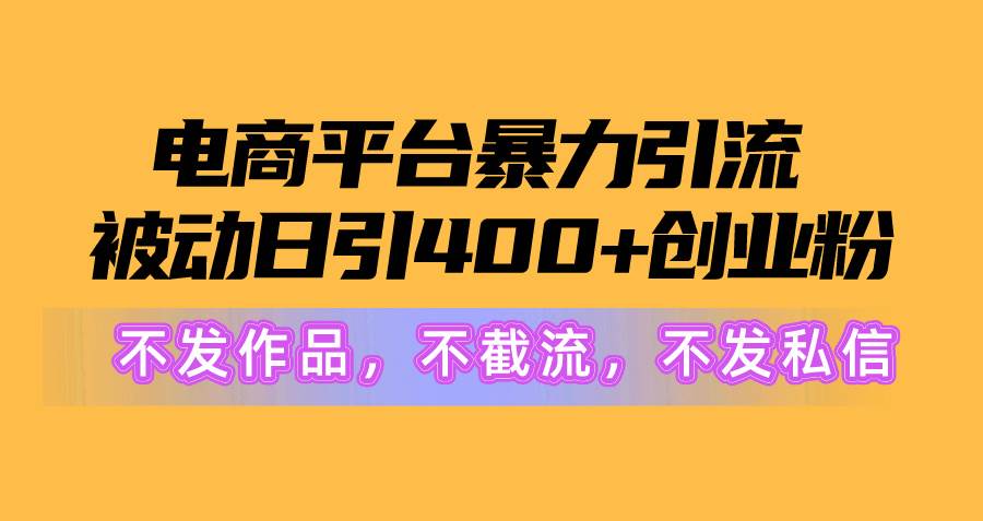 电商平台暴力引流,被动日引400+创业粉不发作品，不截流，不发私信云创网-网创项目资源站-副业项目-创业项目-搞钱项目云创网