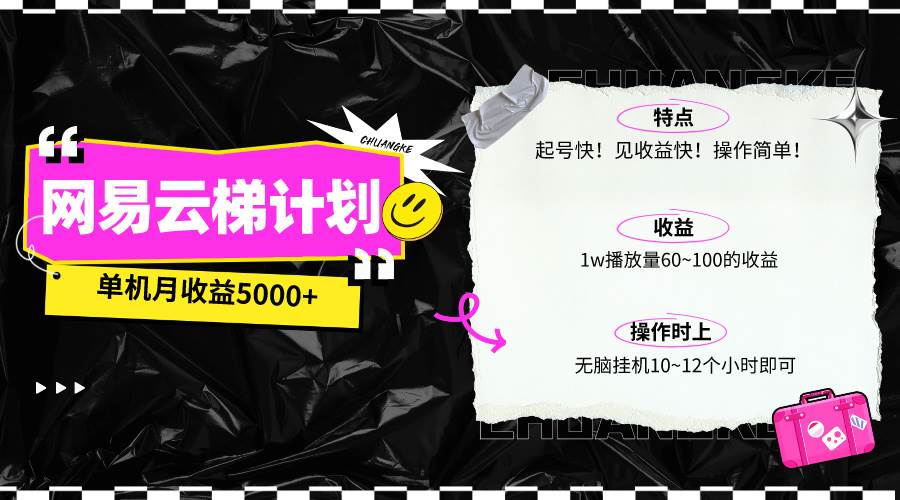 最新网易云梯计划网页版，单机月收益5000+！可放大操作云创网-网创项目资源站-副业项目-创业项目-搞钱项目云创网