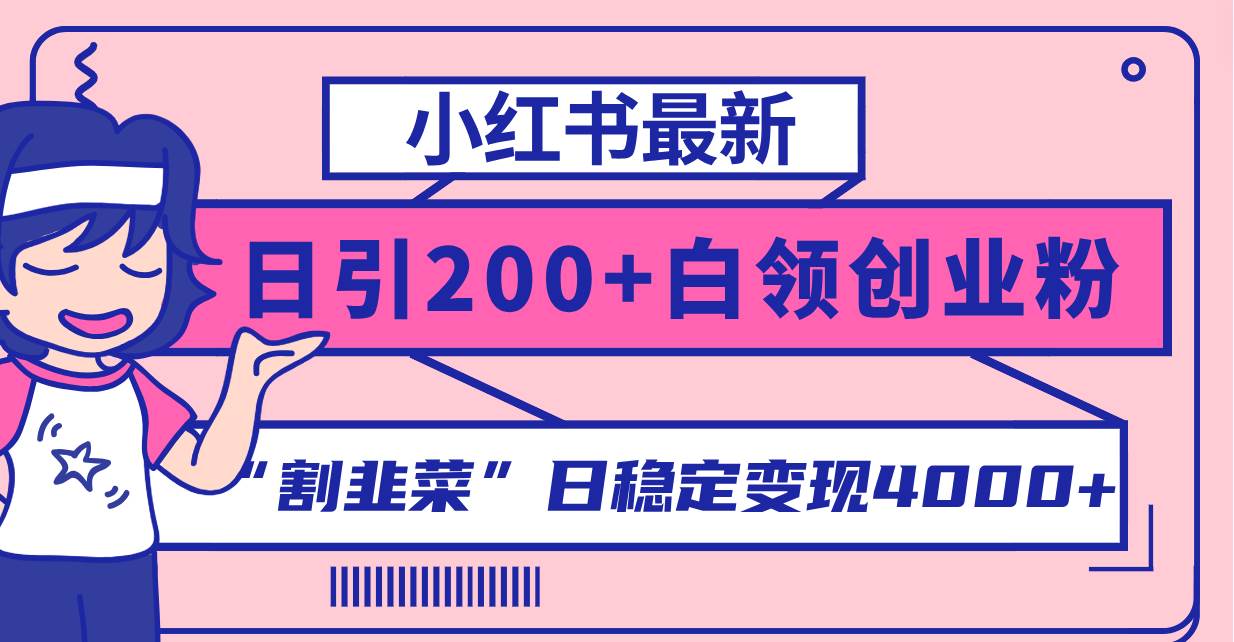 小红书最新日引200+创业粉”割韭菜“日稳定变现4000+实操教程！云创网-网创项目资源站-副业项目-创业项目-搞钱项目云创网