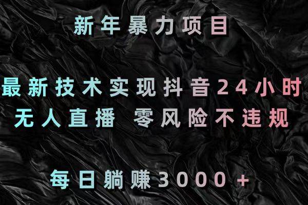 新年暴力项目，最新技术实现抖音24小时无人直播 零风险不违规 每日躺赚3000云创网-网创项目资源站-副业项目-创业项目-搞钱项目云创网