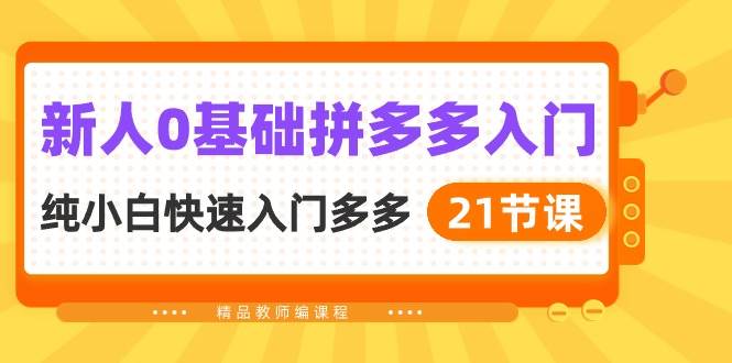 新人0基础拼多多入门，纯小白快速入门多多（21节课）云创网-网创项目资源站-副业项目-创业项目-搞钱项目云创网