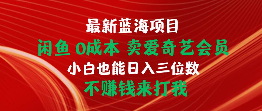 最新蓝海项目 闲鱼0成本 卖爱奇艺会员 小白也能入三位数 不赚钱来打我云创网-网创项目资源站-副业项目-创业项目-搞钱项目云创网