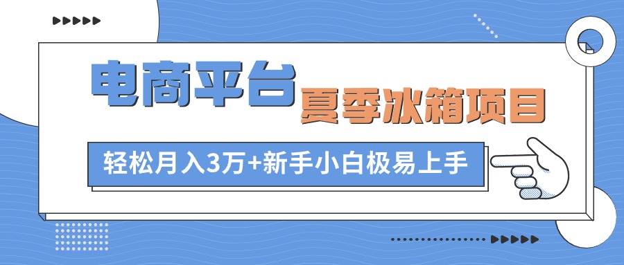 电商平台夏季冰箱项目，轻松月入3万+，新手小白极易上手网创吧-网创项目资源站-副业项目-创业项目-搞钱项目云创网