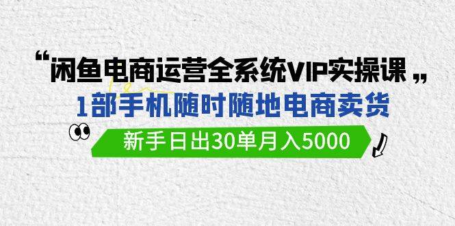 闲鱼电商运营全系统VIP实战课，1部手机随时随地卖货，新手日出30单月入5000云创网-网创项目资源站-副业项目-创业项目-搞钱项目云创网