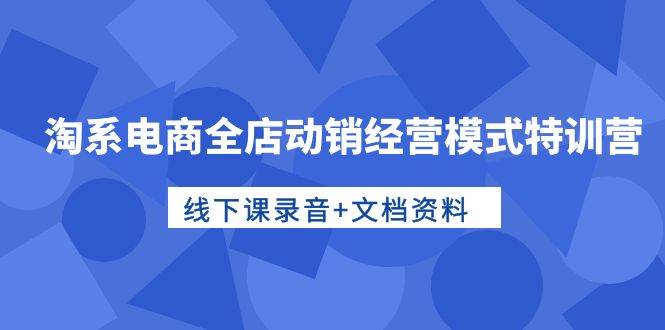 淘系电商全店动销经营模式特训营，线下课录音+文档资料云创网-网创项目资源站-副业项目-创业项目-搞钱项目云创网