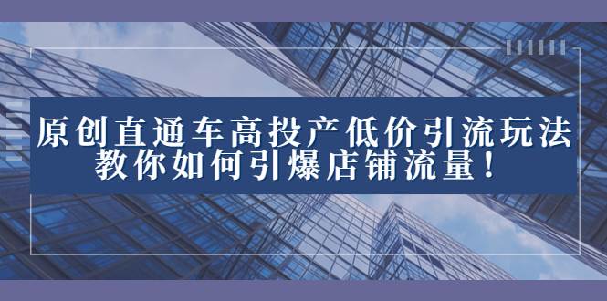 2023直通车高投产低价引流玩法，教你如何引爆店铺流量！云创网-网创项目资源站-副业项目-创业项目-搞钱项目云创网