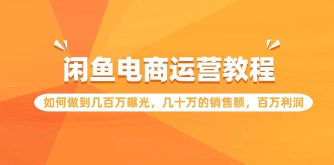 闲鱼电商运营教程：如何做到几百万曝光，几十万的销售额，百万利润云创网-网创项目资源站-副业项目-创业项目-搞钱项目云创网