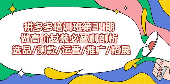 拼多多培训班第34期：做高价女装必盈利剖析  选品/测款/运营/推广/拓展云创网-网创项目资源站-副业项目-创业项目-搞钱项目云创网